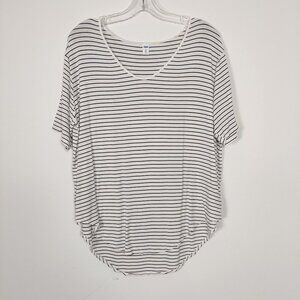 Old Navy Women's Blouse Size XXL Luxe Striped White Navy Viscose Comfy Summer